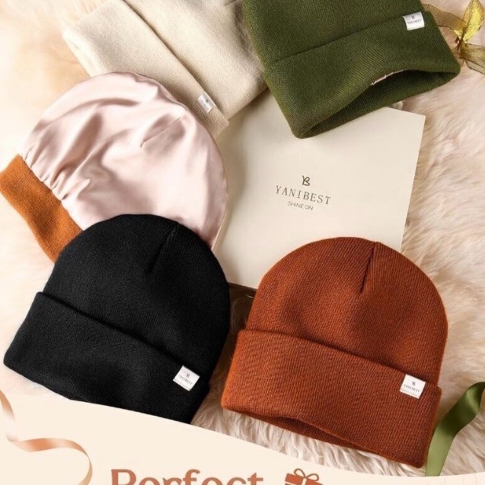 YANIBEST Unisex Satin lined Gray Beanie